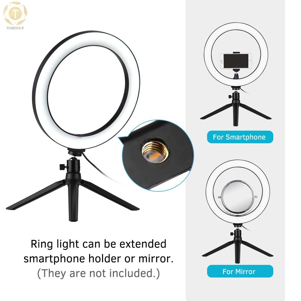 Shipped within 12 hours】 docooler 10 Inch LED Ring Light with Tripod Stand 3200K-5500K Dimmable Table Camera Light Lamp 3 Light Modes & 10 Brightness Level for YouTube Video Photo Studio Live Stream Portrait Makeup Photography Photography Lamp [TO]