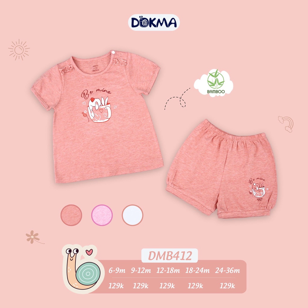 Bộ cài vai cộc tay sợi tre Dokma bé gái  DMB412