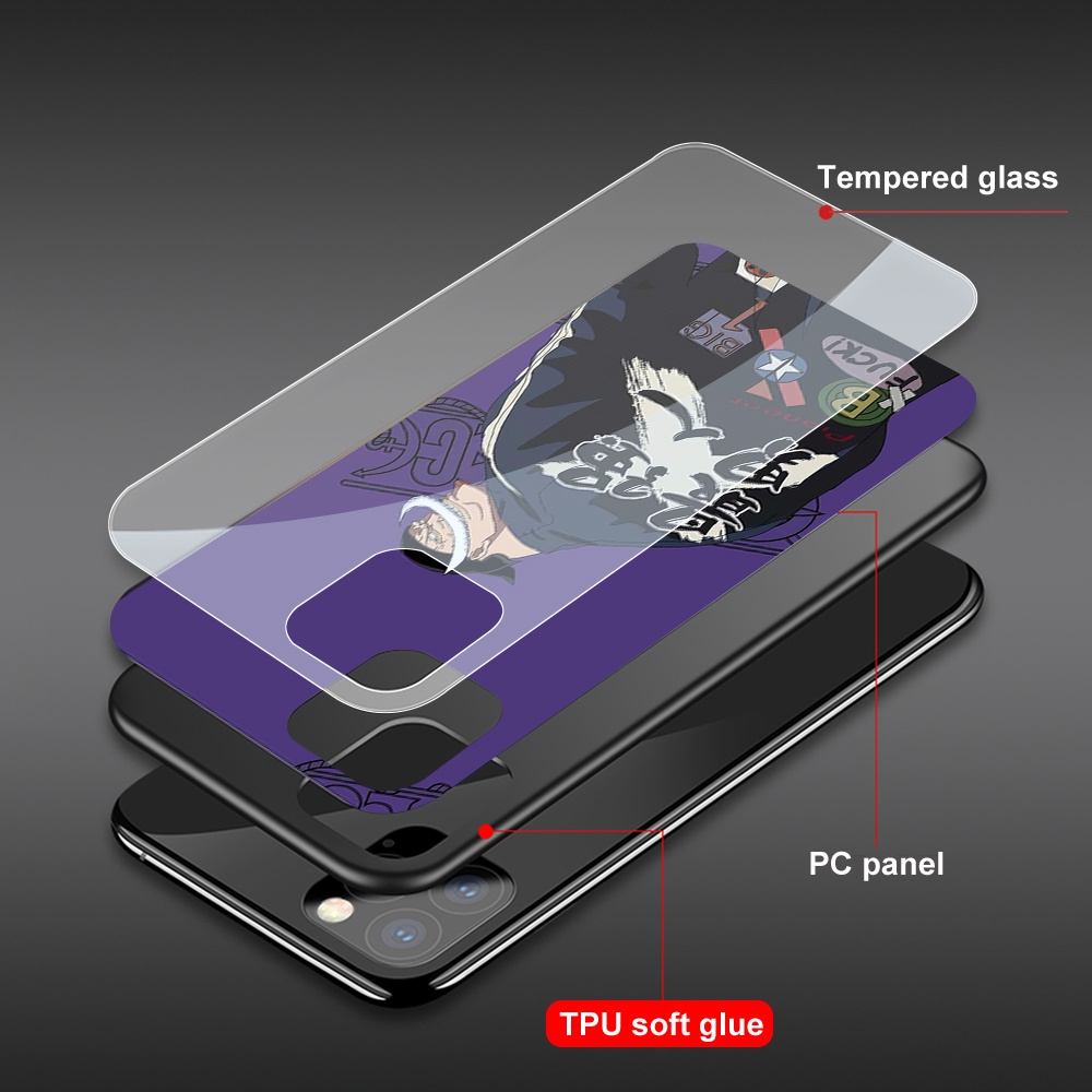 Ốp Điện Thoại Kính Cường Lực Cứng Họa Tiết One Piece Cho IPhone 11 12 13 Pro Max IPhone 7 8 Plus SE 2020 X XS