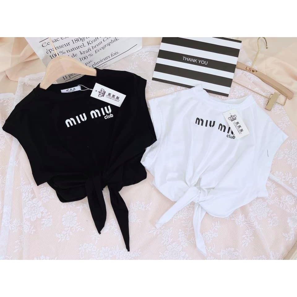 Áo thun nữ dáng Coptop Buộc Dây Miu Miu Chất Cotton 4 Chiều Siêu Đẹp