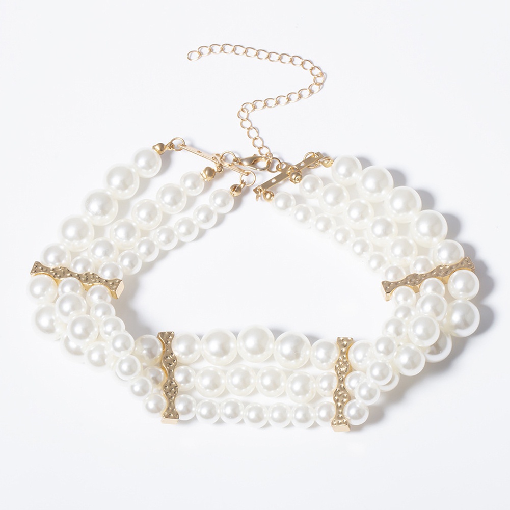 Vòng cổ nhiều lớp đính ngọc trai nhân tạo thời trang