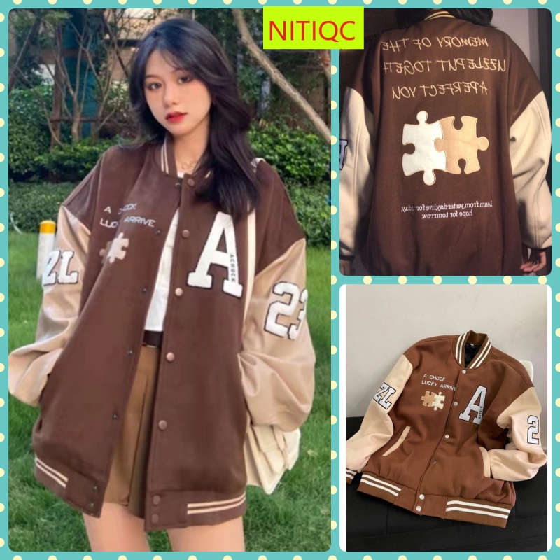 ÁO KHOÁC NỈ NGOẠI NỮ KIỂU BOMBER PHỐI HỌA TIẾT MẢNG GHÉP A23 MÀU NÂU CAO CẤP SIÊU ẤM ÁP CỰC PHÁ CÁCH SIÊU ĐỈNH NITIQC