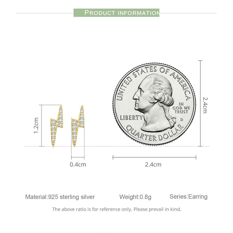 Khuyên tai BAMOER bạc 925 kiểu tia sét thời trang dành cho nữ