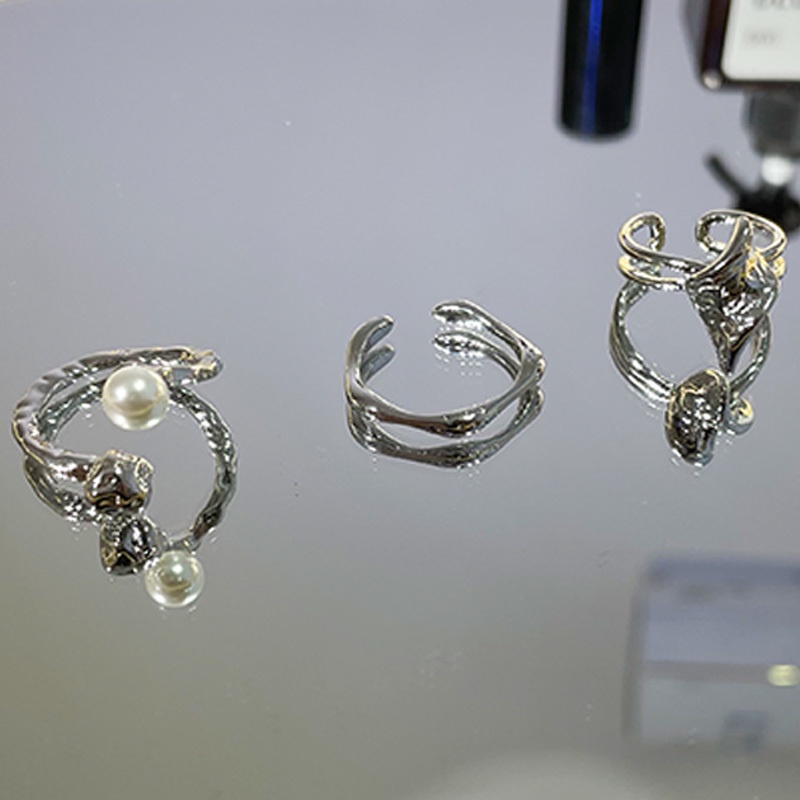 Nhẫn Hở Đính Ngọc Trai Kim Loại 19A1679 Phong Cách Harajuku