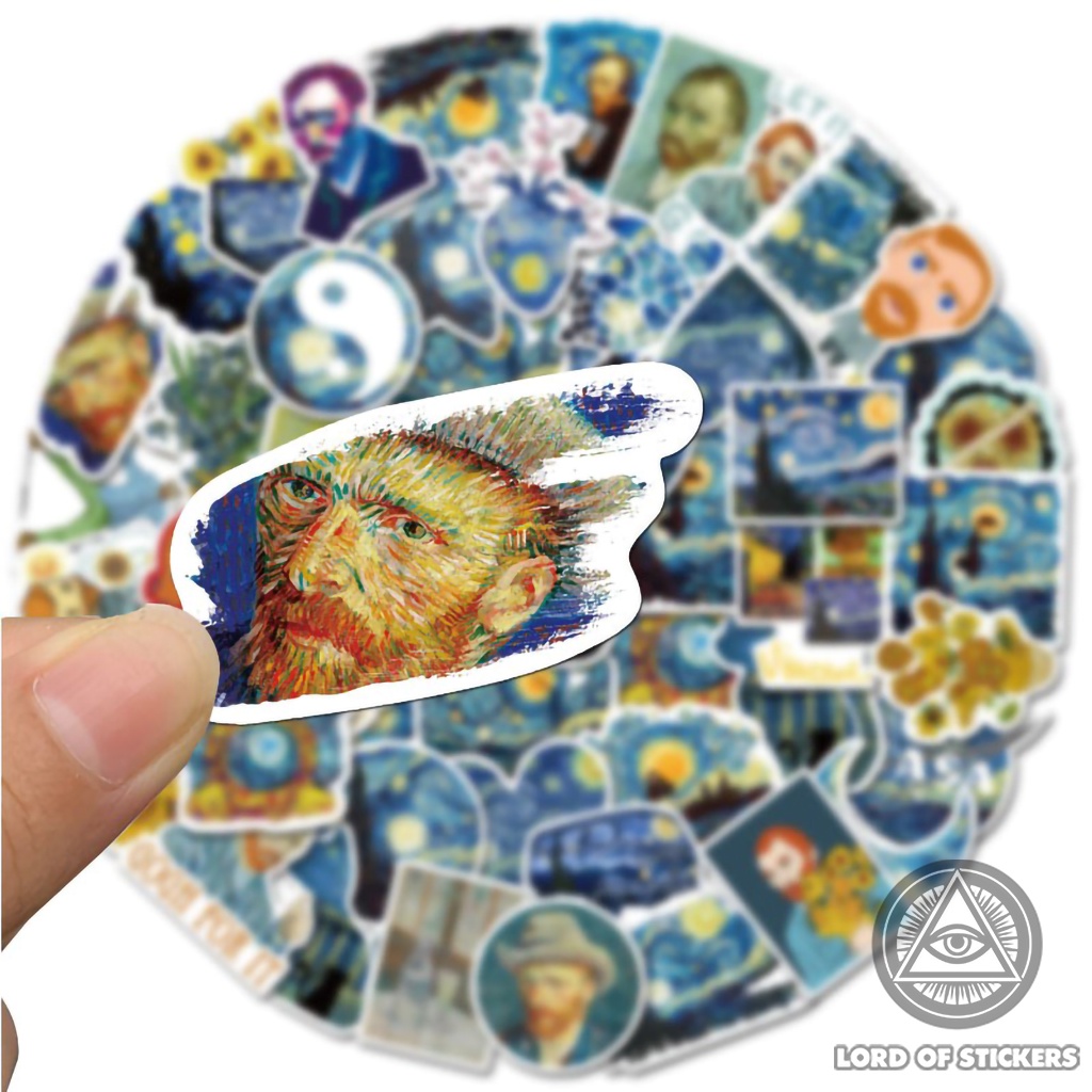 Set 40 Hình Dán Tranh Nghệ Thuật Van Gogh Sticker Chống Thấm Nước Trang Trí Mũ Bảo Hiểm, Laptop, Vali, Xe, Sổ, Ván Trượt