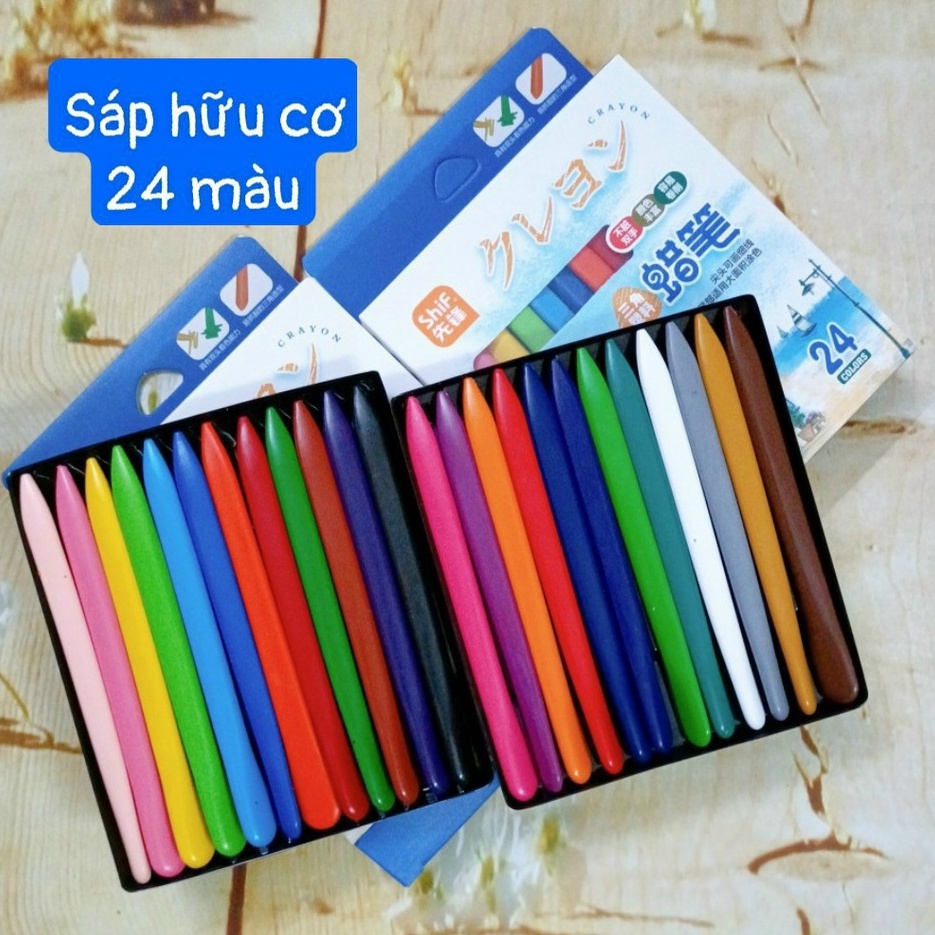 Lon 12-18-24-36 cây Sáp Màu Hữu Cơ tự nhiên an toàn cho bé và không bị lem tay