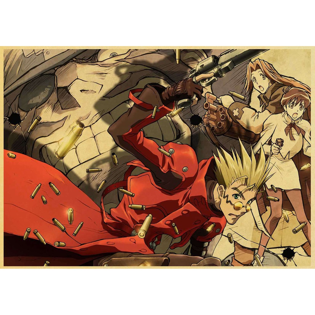 Poster Anime Trigun Phong Cách Retro Kích Thước 42x30cm