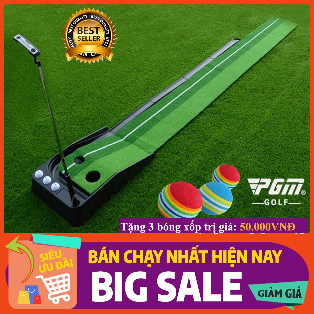 Thảm tập Golf Putting 2 Color loại cao cấp có đường bóng về chính hãng PGM, tập chơi golf putting