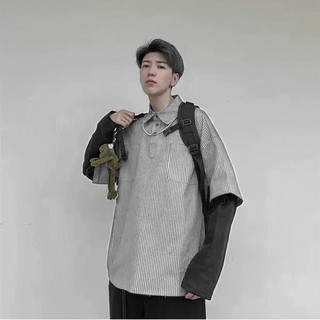 Sơ mi form rộng unisex layer ống tay