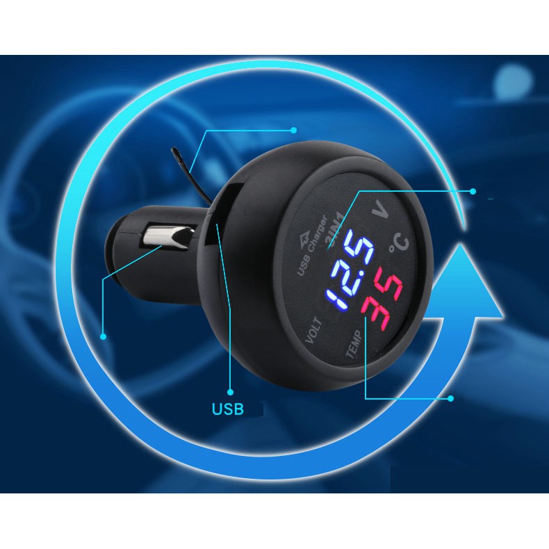 Tẩu đo Nhiệt độ đo điện áp ô Tô