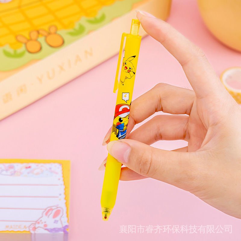 Bút Bi Mực Đen Ngòi 0.5 / 0.5Mm In Hình Pikachu Dễ Thương Cho Học Sinh