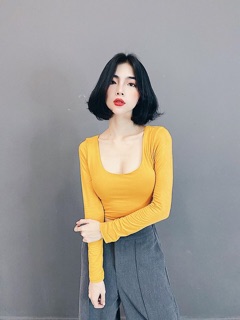 Áo croptop hở lung thun 5cm yoona
