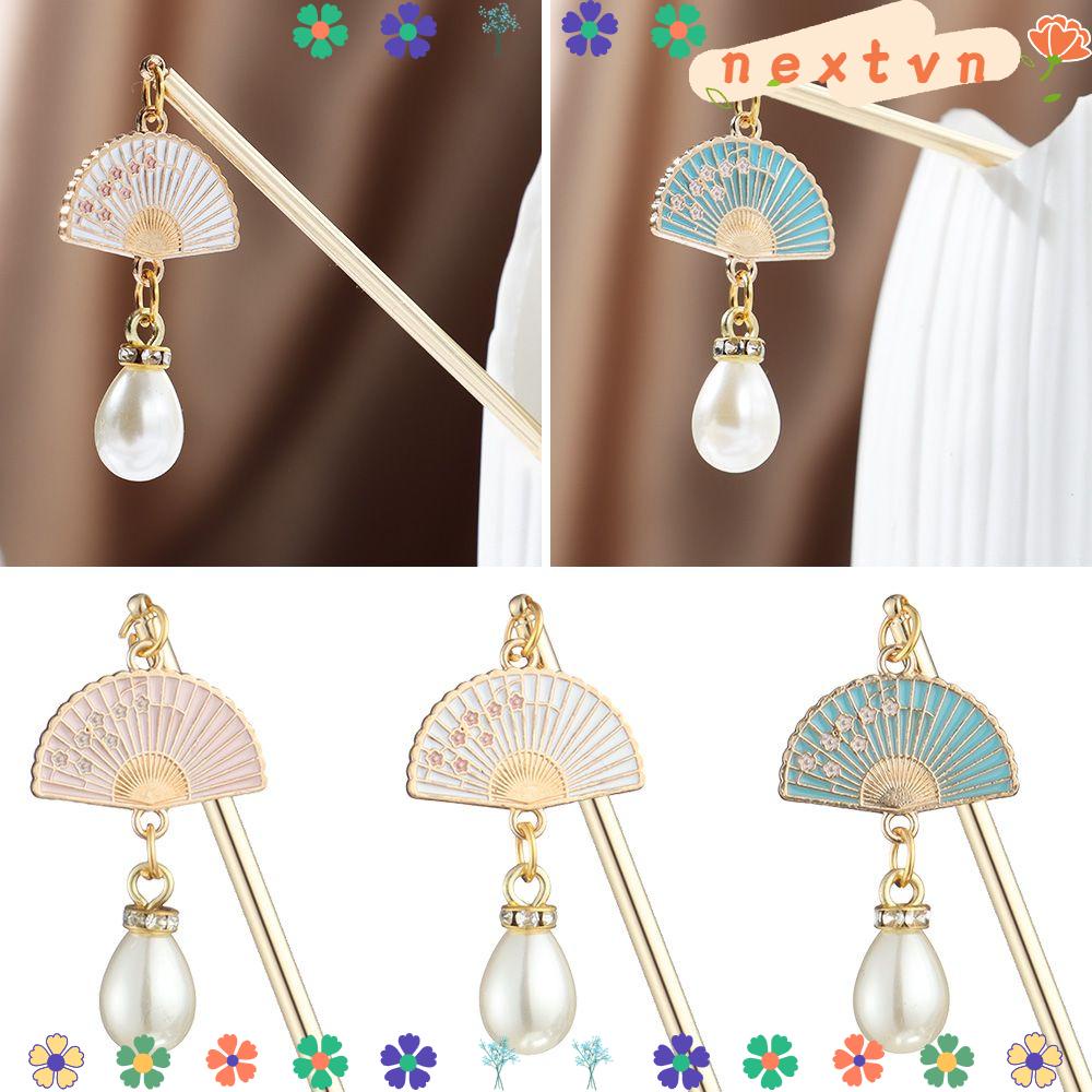 Trâm Cài Tóc Hình Quạt Phối Tua Rua Bằng Kim Loại Phong Cách Trung Hoa Cổ Điển Cho Nữ