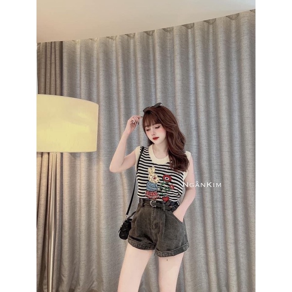 ÁO SÁT NÁCH KẺ THÊU THỎ CHẤT ĐẸP MS14289