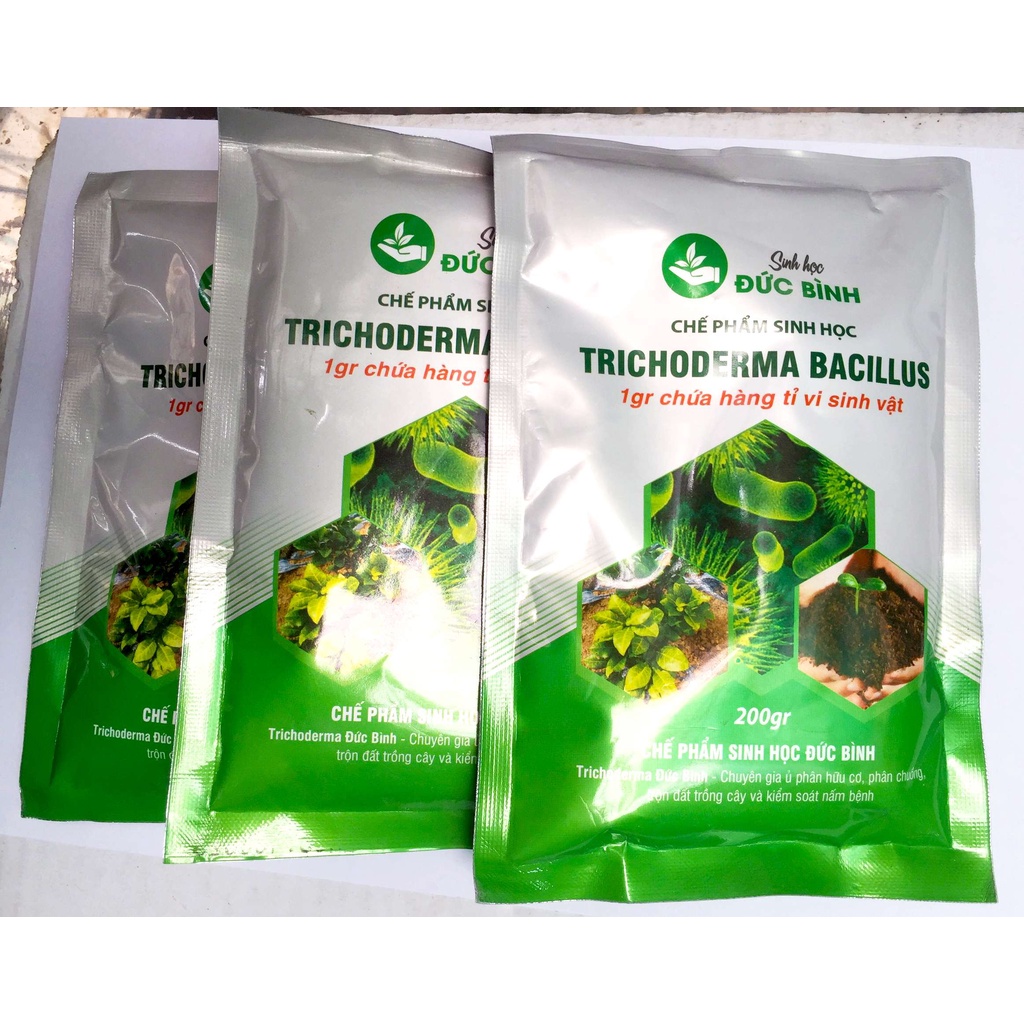 NẤM ĐỐI KHÁNG TRICHODERMA BACILLUS 200g ( Chuyên dùng để ủ phân hữu cơ và kiểm soát nấm bệnh)