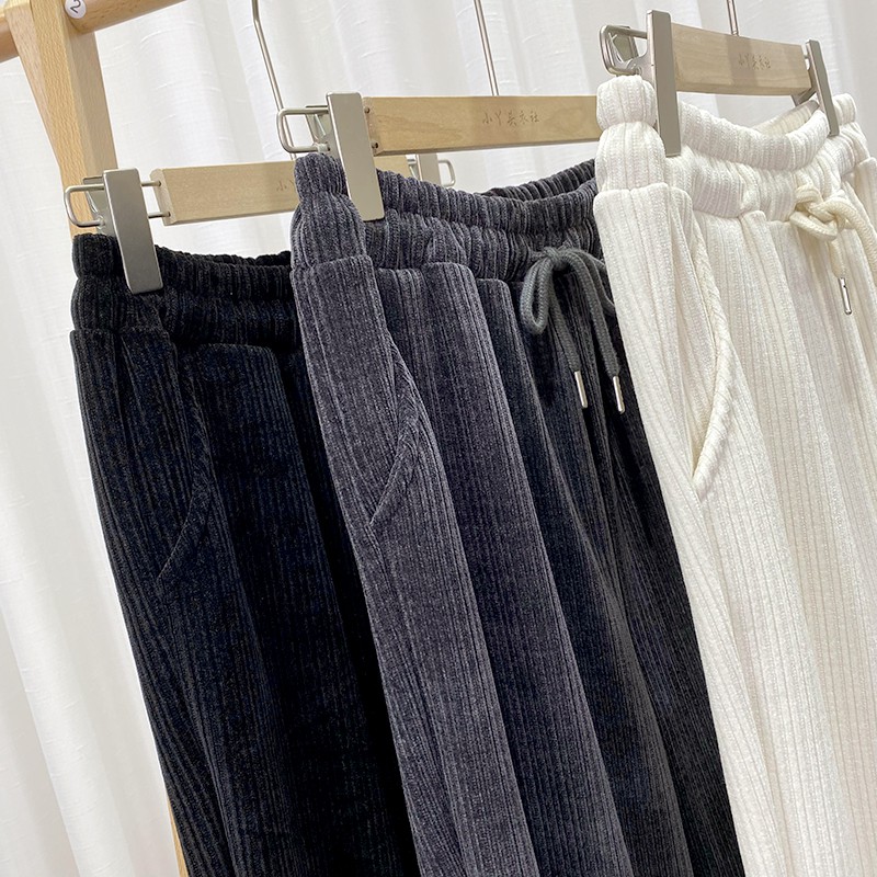 Quần nỉ nhung tăm ống rộng Thucucstore Quần nỉ nhung jogger chất dày dặn chuẩn hàng Quảng Châu loại 1 Q01