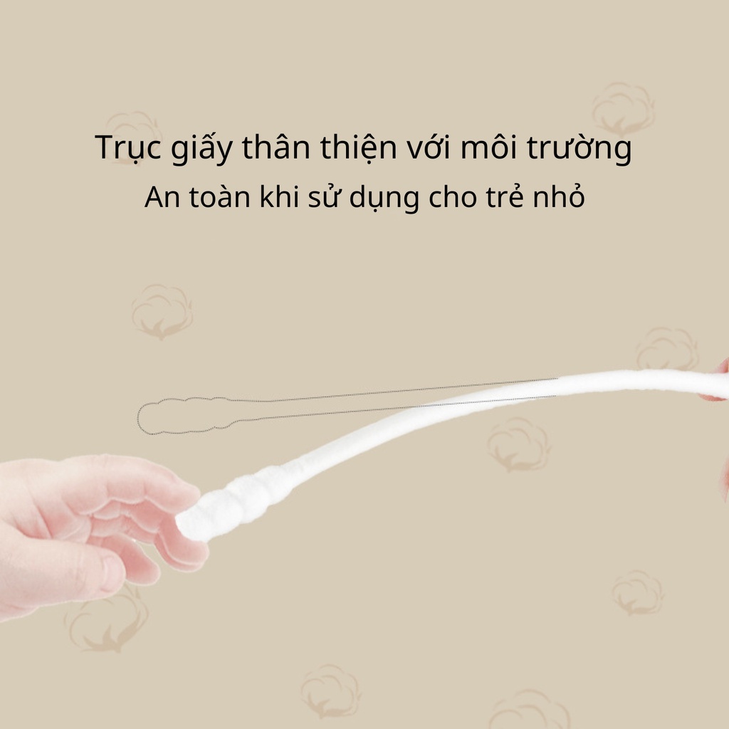 Tăm Bông Trẻ Em Misuta 200 Que, Bông Ngoáy Tai Cho Bé Được Làm Bằng Bông Tự Nhiên