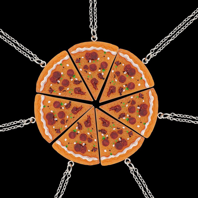 Bộ 7 Vòng cổ Mặt Bánh Pizza Thời Trang Cho Nam Nữ