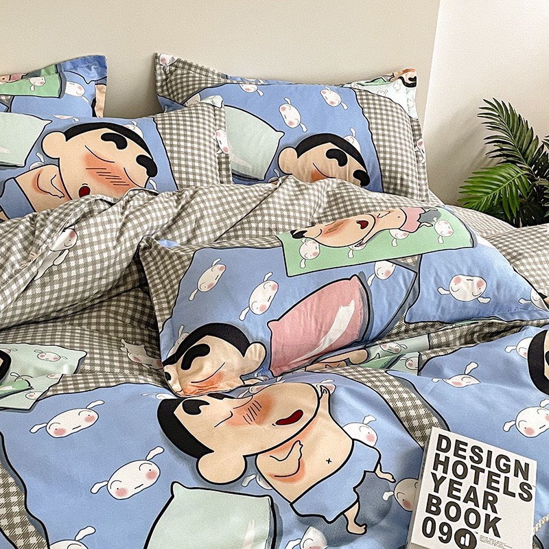 Set chăn ga gối cotton poly - Mẫu Shyn bút chì.