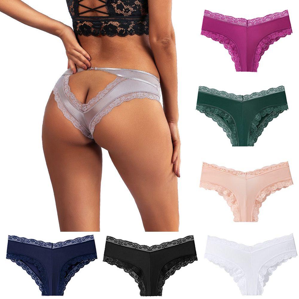 Quần Lót Cotton Phối Ren Rỗng Nâng Hông Quyến Rũ Cho Nữ