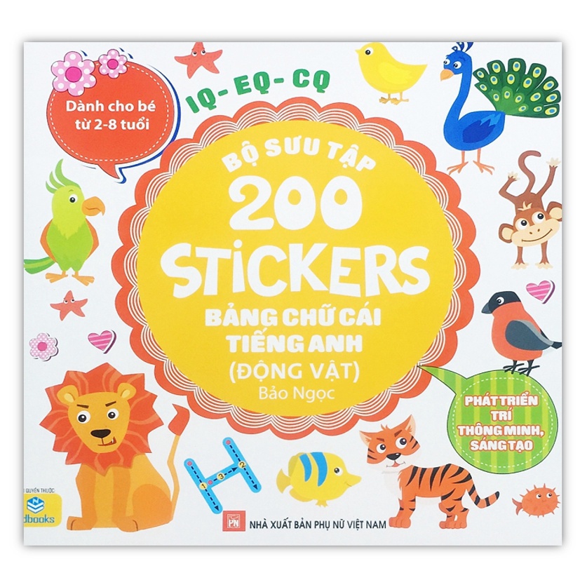 Sách - Bộ sưu tập 200 Sticker bảng chữ cái tiếng anh động vật