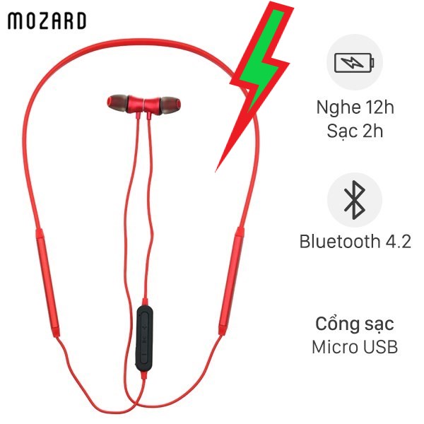 Tai nghe Bluetooth Mozard Q6 Đỏ