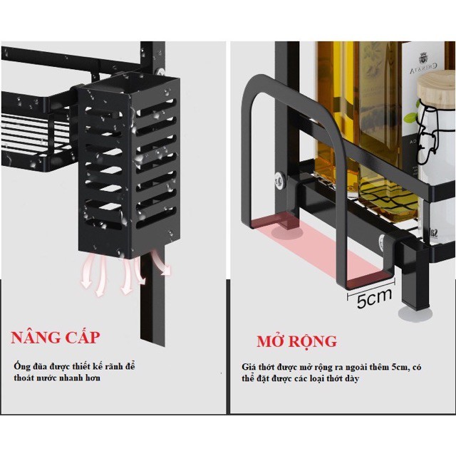 Kệ đựng gia vị nhà bếp loại 2,3 tầng TĂNG KÈM GIÁ DAO THỚT, MÓC TREO, ĐŨA THÌA..Kệ đựng gia vị