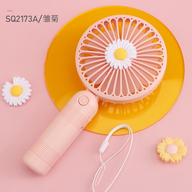 Quạt Mini Cầm Tay Tích Điện Hoa Cúc (Tặng kèm dây sạc) | BigBuy360 - bigbuy360.vn