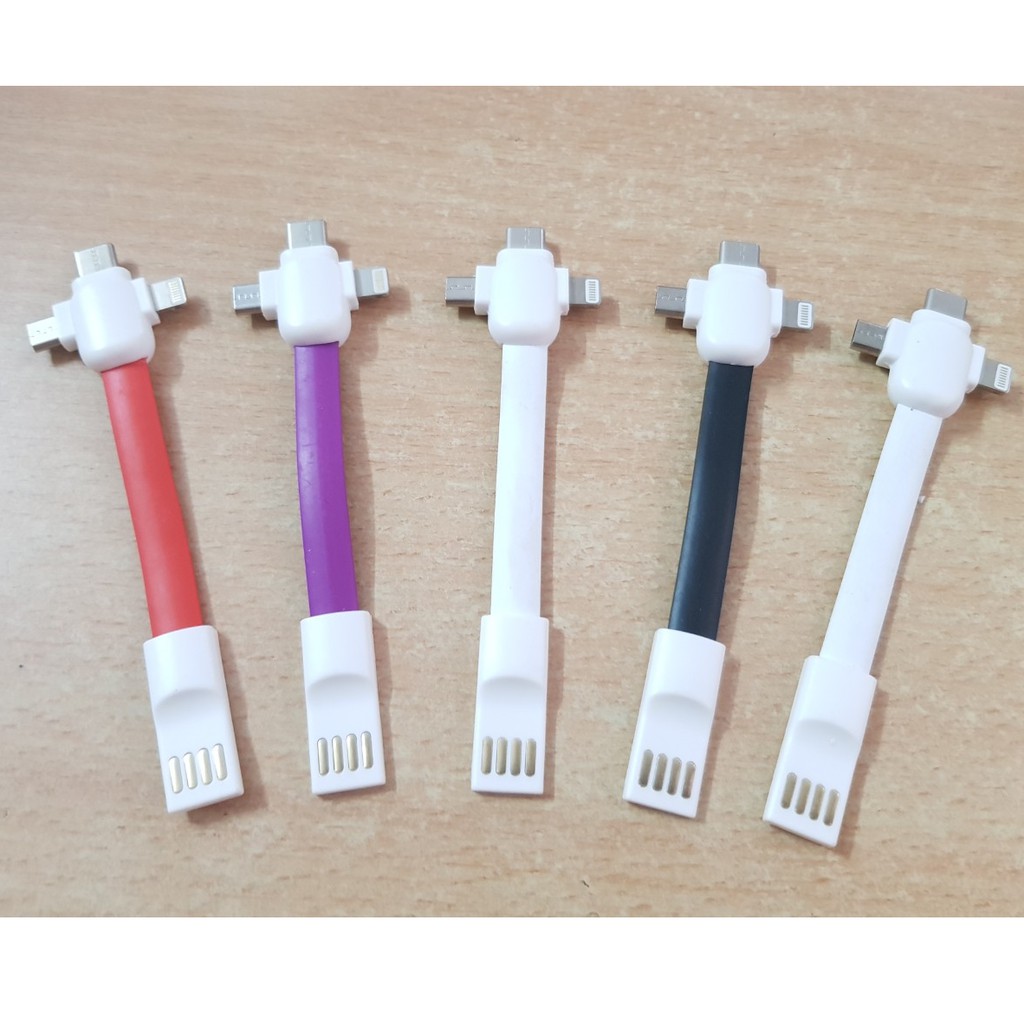 Cáp Sạc Đa Năng Cao Cấp 3 in 1- Sạc Nhanh QC 3.0 -  Lightning, Type C, Micro USB - D1050