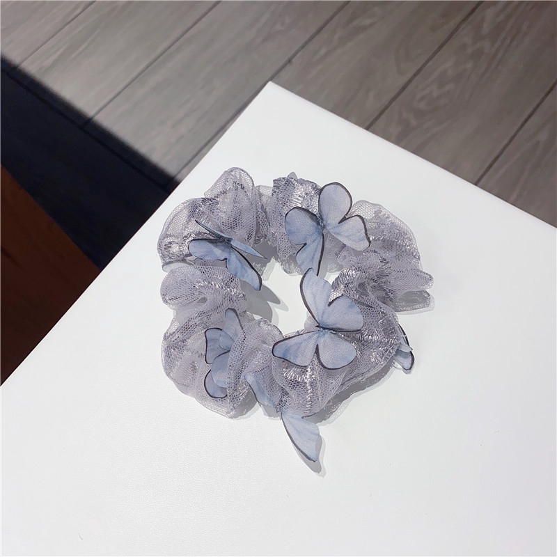 Dây buộc tóc vải lưới thiết kế co giãn họa tiết bươm bướm xinh xắn