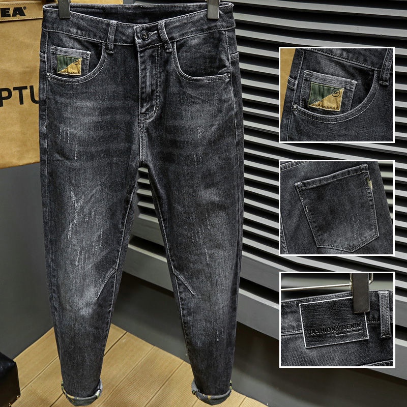 Quần Jean Dài Dáng Ôm Co Giãn Thoải Mái Cá Tính Kiểu Hàn Quốc Cho Nam