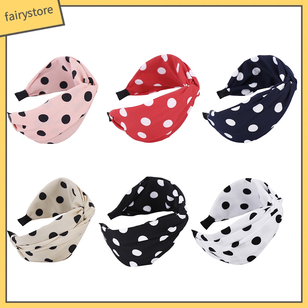 Băng Đô Cài Tóc Hoạ Tiết Chấm Bi Thiết Kế Hợp Thời Trang Cho Nữ