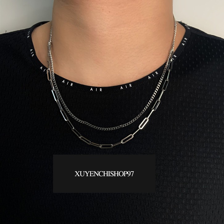 Vòng cổ nam nữ 2 lớp dây ngắn - kiểu dáng hiphop cá tính
