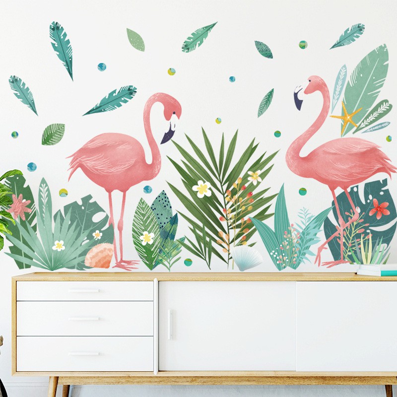 Decal dán tường hạc hồng phong cách bắc âu