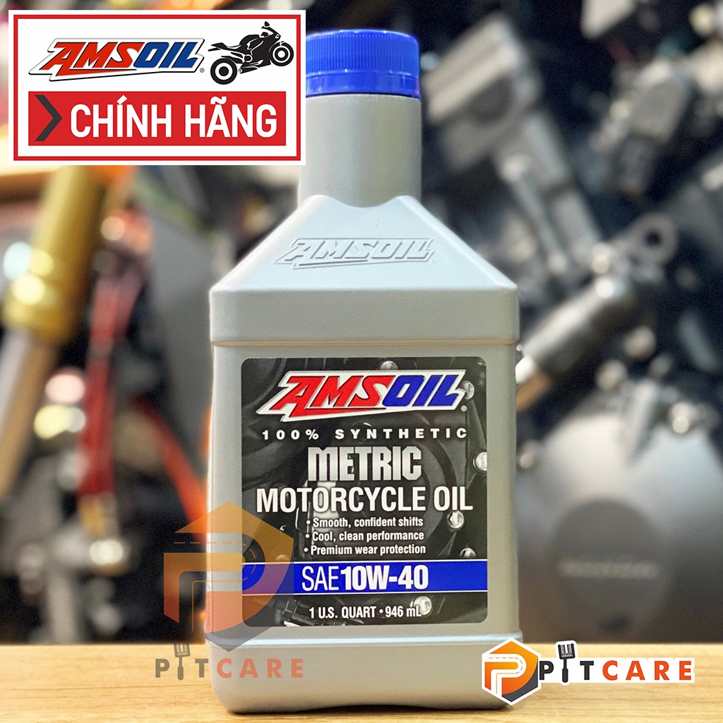 Nhớt Xe Máy Động Cơ 4 Thì Amsoil 10W40 Synthetic Metric Nhập Khẩu USA Có Chiêt Lẻ Mát Máy
