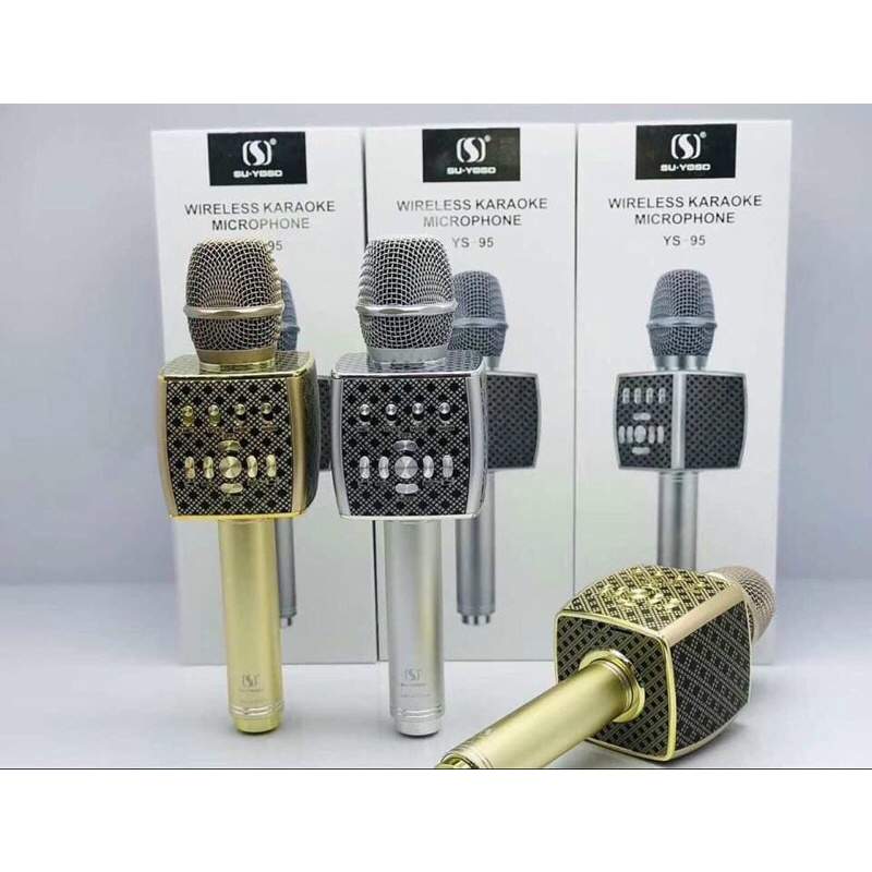 Mic Karaoke YS95 Hàng Chuẩn Âm Thanh Lớn Cực Hay - Micro Bluetooth YS95 Tích Hợp Loa Bass Không Dây