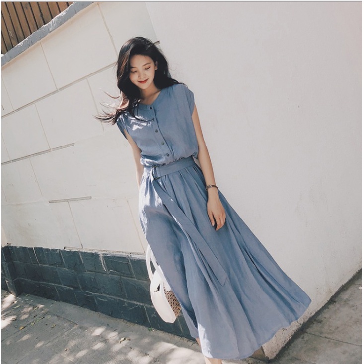 Váy đẹp🌸FREESHIP🌸váy xinh dáng dài cổ tàu kiểu dáng Hàn Quốc phong cách cổ điển Pháp mùa hè