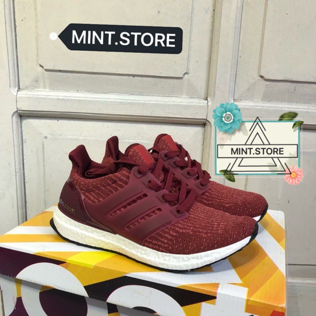 ( Video cận cảnh ) Giày Sneaker Ultra Boost 3.0 Đỏ Đô