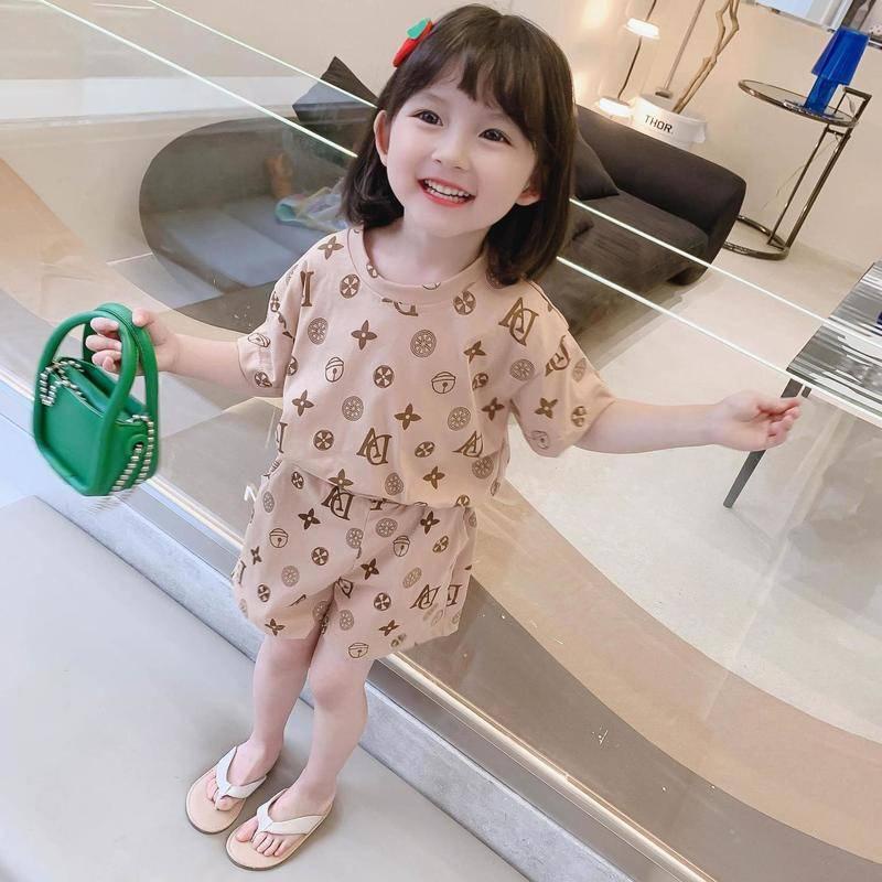 Set trang phục 2 mảnh vải cotton tay ngắn thời trang mùa hè cho bé