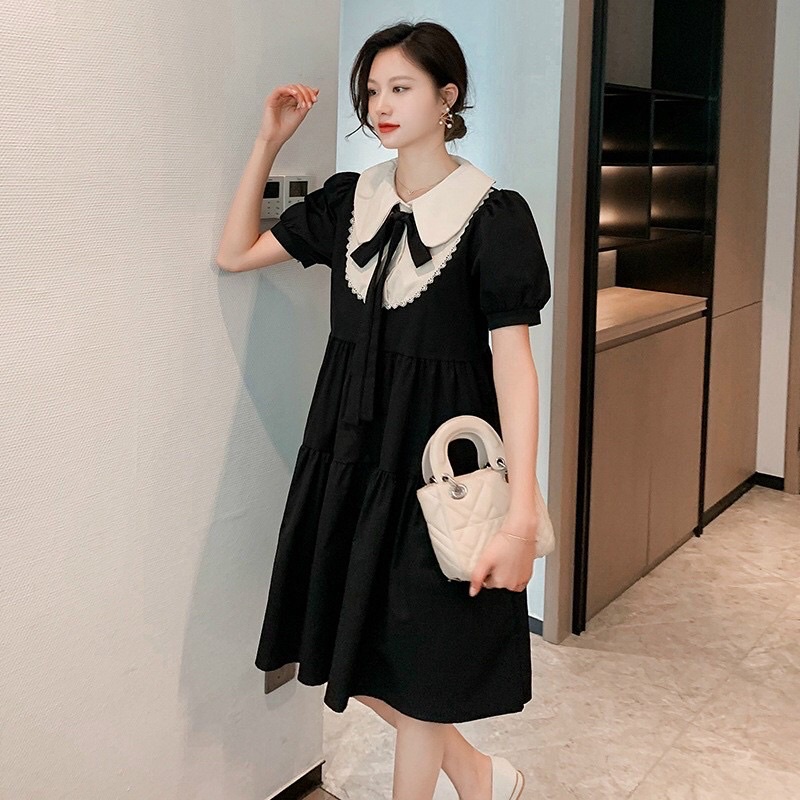 Váy đầm bầu công sở thiết kế cao cấp siêu mát mùa hè dáng xuông chữ A chất thun cotton