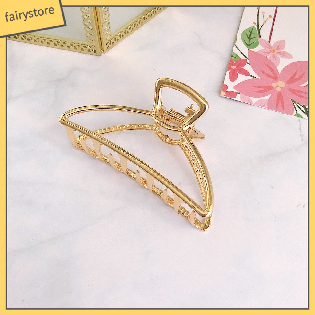 Kẹp tóc càng cua hợp kim màu trơn thiết kế đơn giản thời trang dành cho nữ