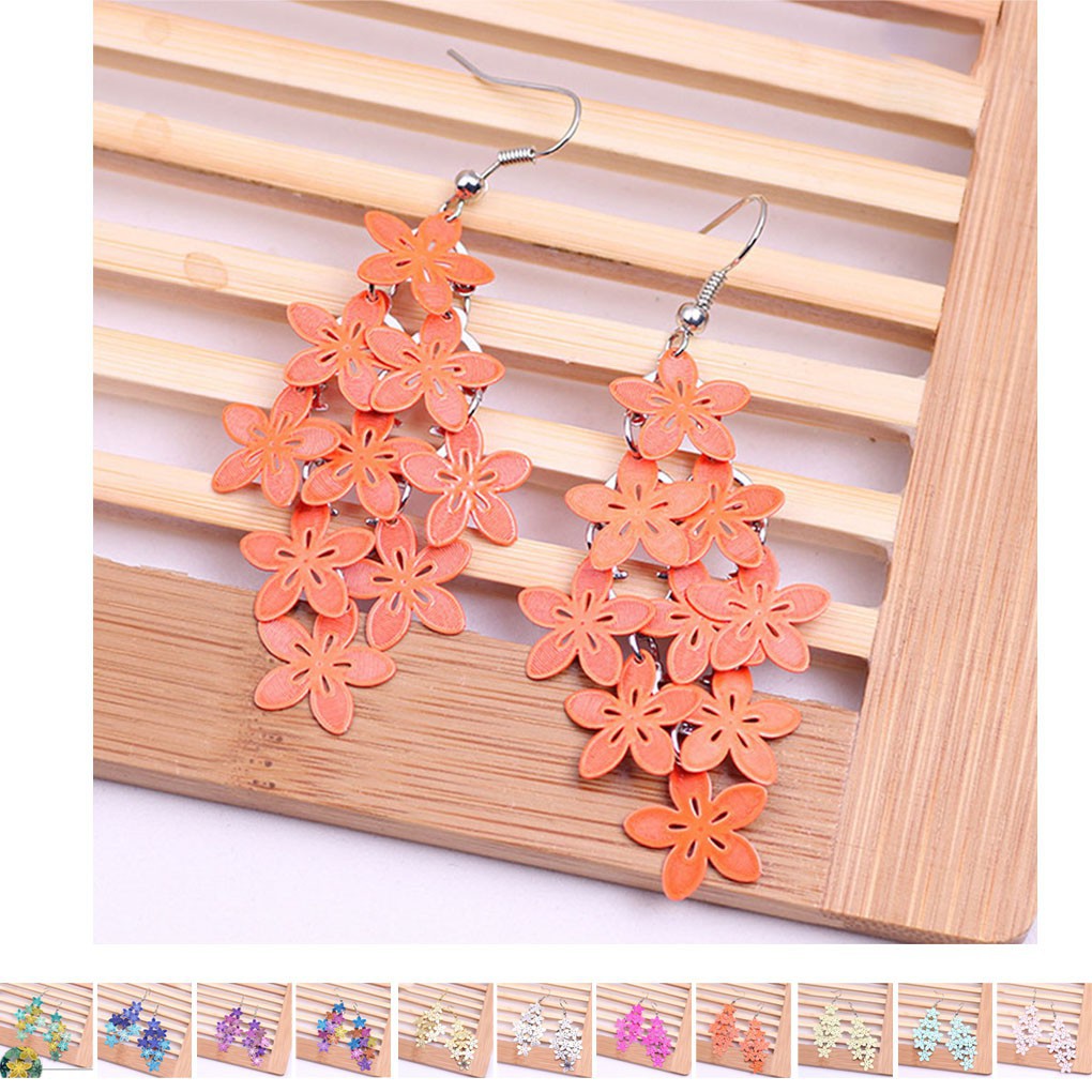 Khuyên tai dáng dài thiết kế hoa nhỏ cực duyên dáng