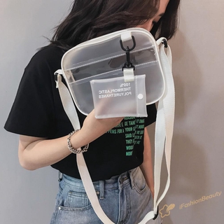 Túi đeo chéo mini bằng PVC trong suốt có khóa kéo thời trang cho nữ