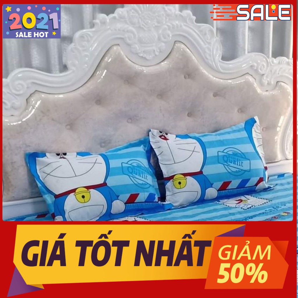 Combo 2 vỏ gối nằm kt 50x70cm cotton poly mẫu doremon