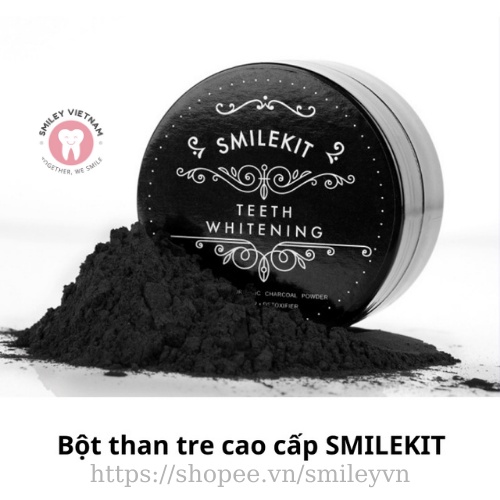 Bột trắng răng than hoạt tình cao cấp SMILEKIT- Bột than tre trắng răng tự nhiên, trắng răng hiệu quả, sử dụng hàng ngày