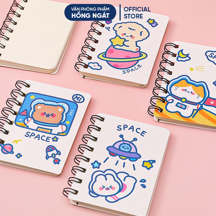 Sổ tay cute ghi chép nhỏ gọn bỏ túi, sổ tay lò xo mini đẹp dễ thương 80 trang không dòng kẻ S04