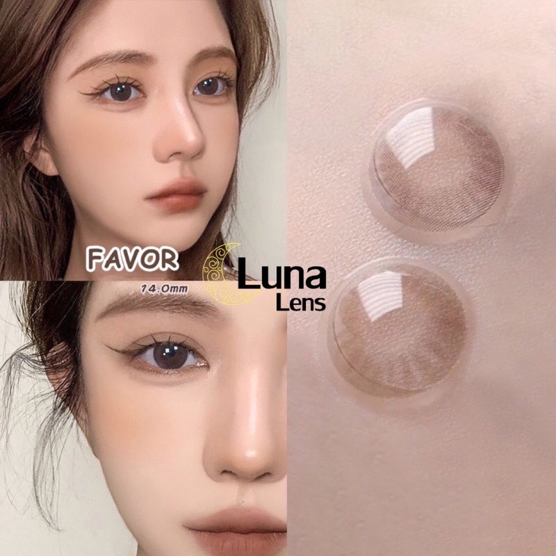 MỘT ĐÔI KÍNH ÁP TRÒNG MÀU HỒNG NÂU THẠCH FAVOR SIÊU ÊM SIÊU MỀM NỘI ĐỊA TRUNG QUỐC - LENS CÓ ĐỘ CẬN