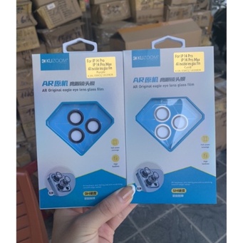 BỘ dán từng mắt bảo vệ camera Kuzoom cho iPhone 14, 14 Pro, 14 Max, 14 Pro Max vành nhôm + Kính trong siêu đẹp