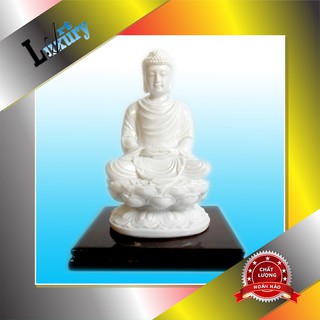 Tượng Phật Bổn Sư Thích Ca màu trắng, Tượng Phật phong thủy mang may mắn bình an  cao 11cm TPT035  - Luxury Art
