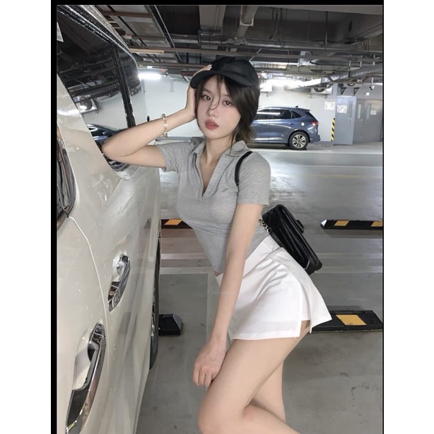 Áo Cổ Bẻ Tay Ngắn Đen Cực Xinh | BigBuy360 - bigbuy360.vn